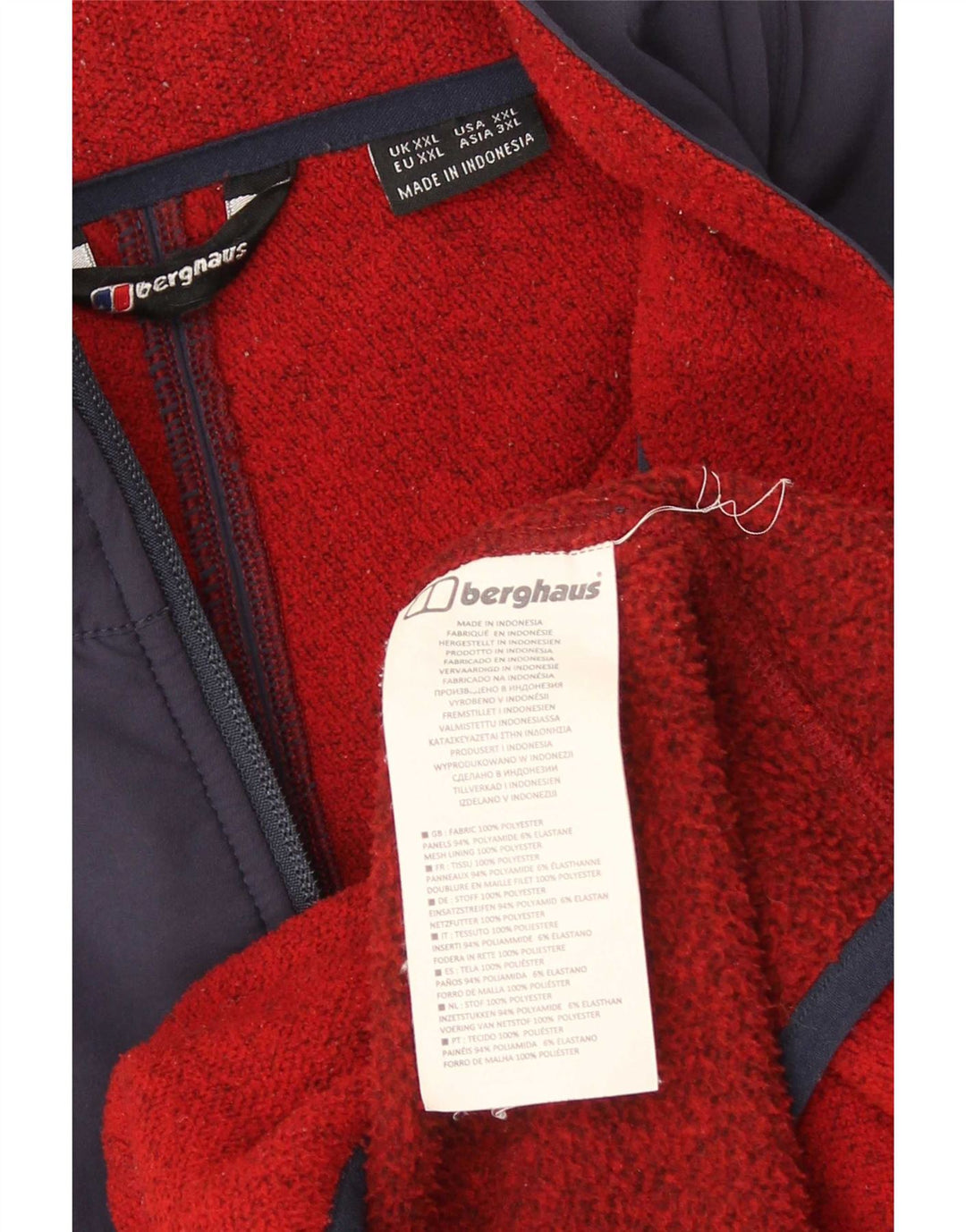 Berghaus Fleecejakke til mænd UK 44 2XL Rød Colourblock Polyester
