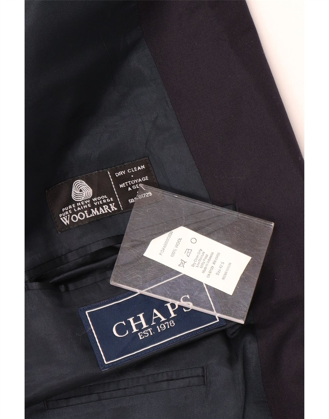 Chaps Herre 2-knaps blazerjakke UK 42 XL Marineblå Uld