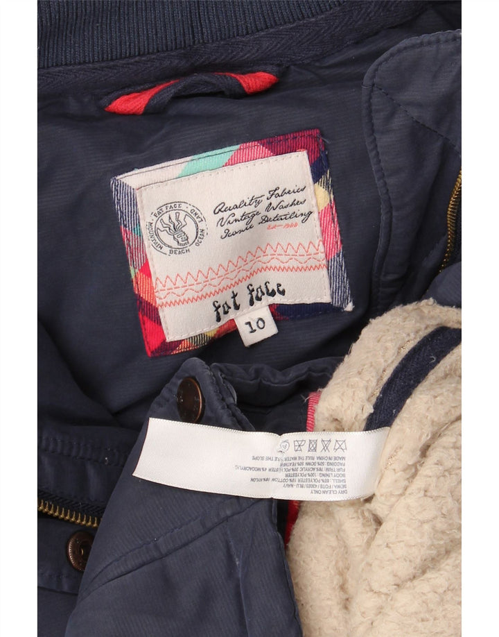 Fat Face Dame Hætte Polstret Gilet UK 10 Small Navy Blue Polyester