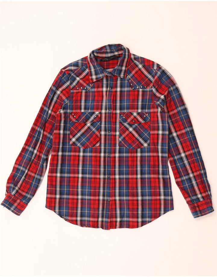 Zara Dame Flanell Shirt UK 14 Medium Rød Ternet
