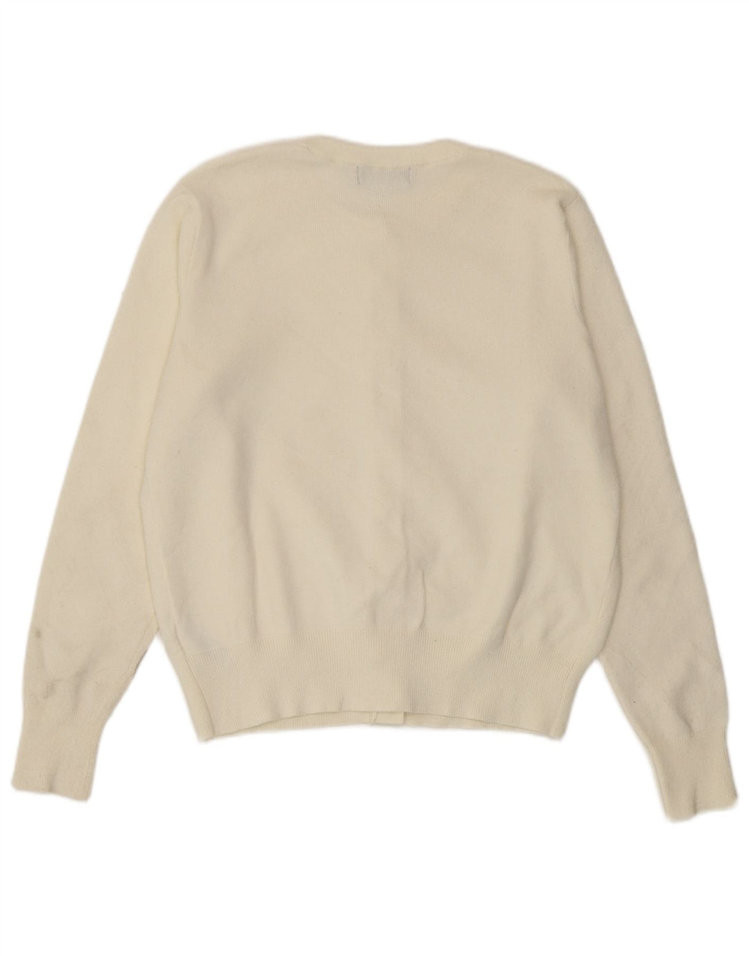 Marks & Spencer Womens Crop Cardigan Sweater UK 14 Medium Off White Viscose