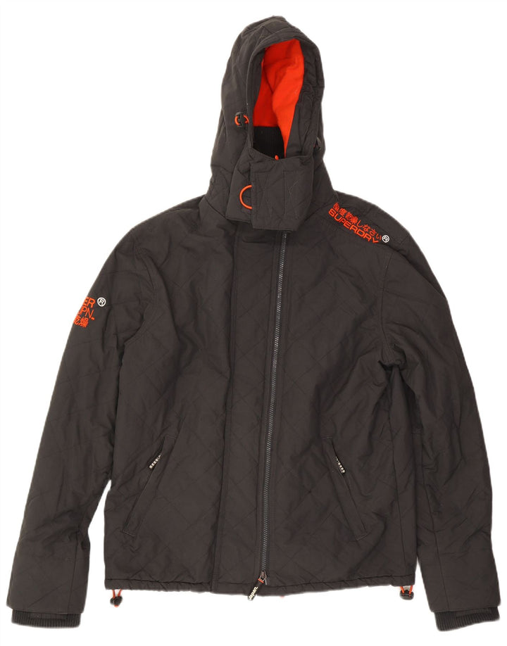 Superdry Windbreaker-jakke med hætte til mænd UK 40 Stor grå nylon