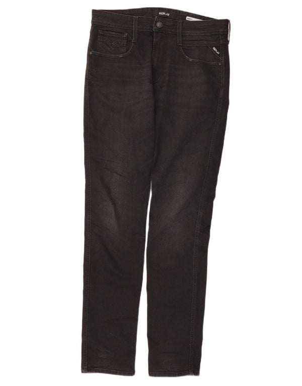 Replay Dame Anbass Slim Jeans W31 L32 Sort Bomuld