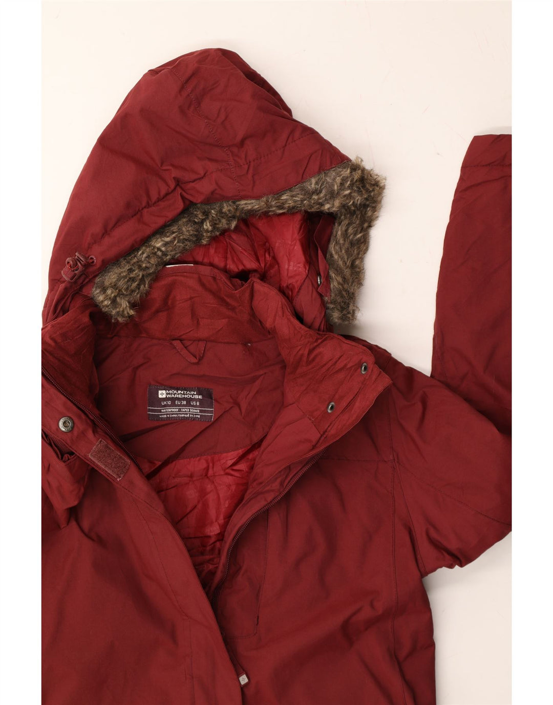 MOUNTAIN WAREHOUSE Womens Hooded Windbreaker Coat UK 10 Small Maroon Vintage Mountain Warehouse and Second-Hand Mountain Warehouse from Messina Hembry 