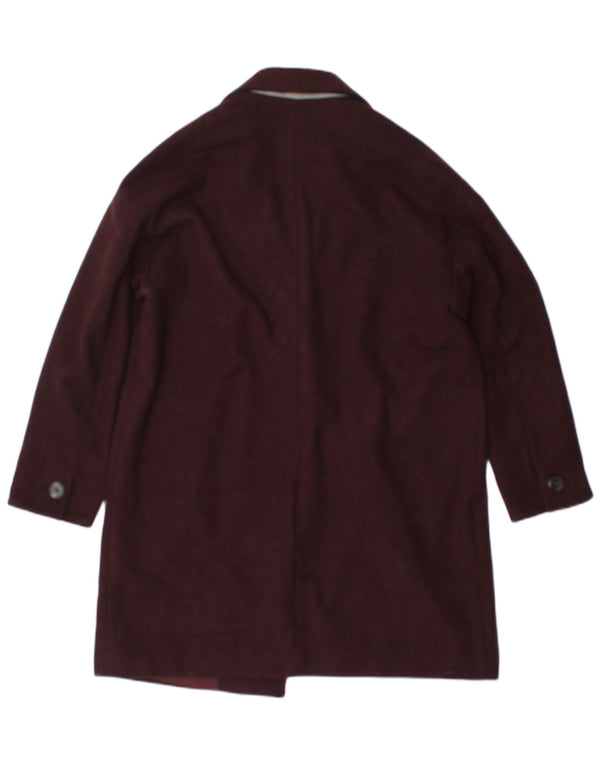 Topshop Dame Overfrakke UK 12 Medium Burgundy Polyester