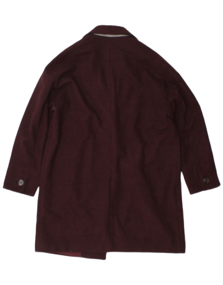 Topshop Dame Overfrakke UK 12 Medium Burgundy Polyester