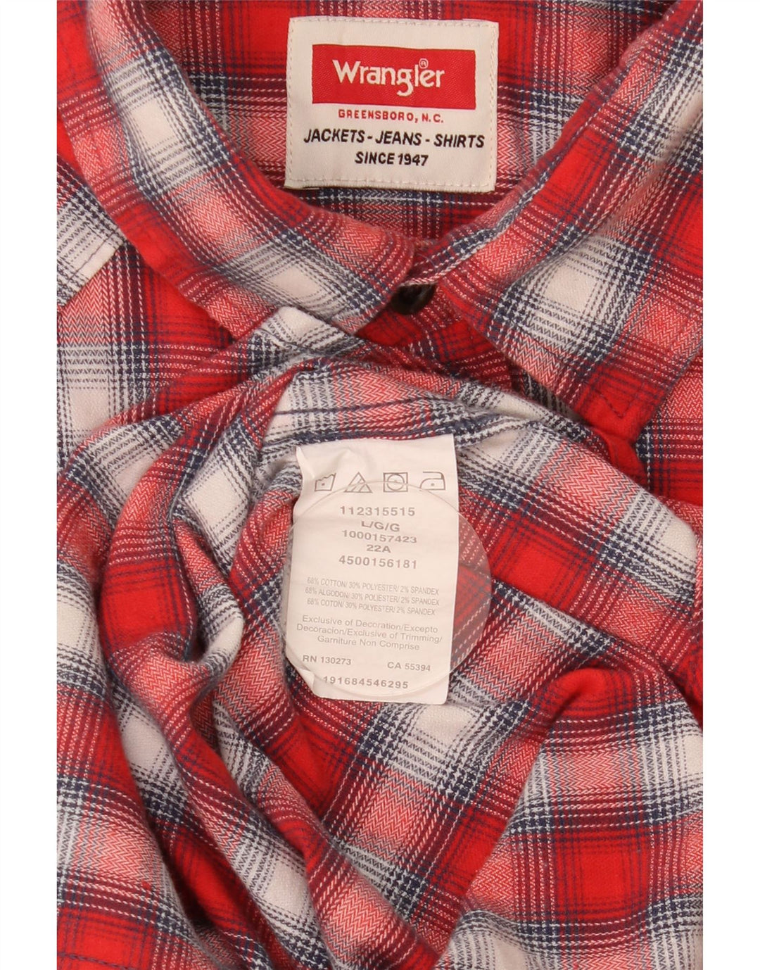 Wrangler herre flannel skjorte stor rød ternet bomuld