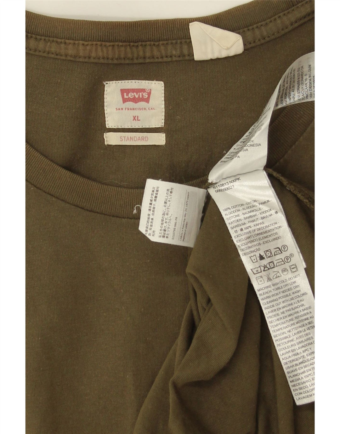 Levi's Herre Standard T-Shirt Top XL Khaki Bomuld