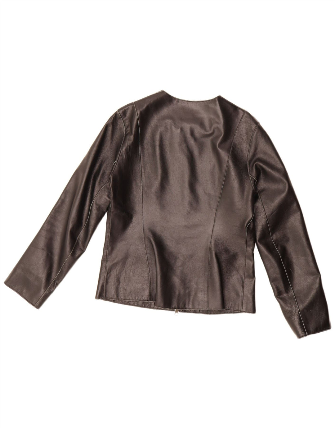 Michel Ambers Dame Læder Blazer Jakke UK 12 Medium Sort