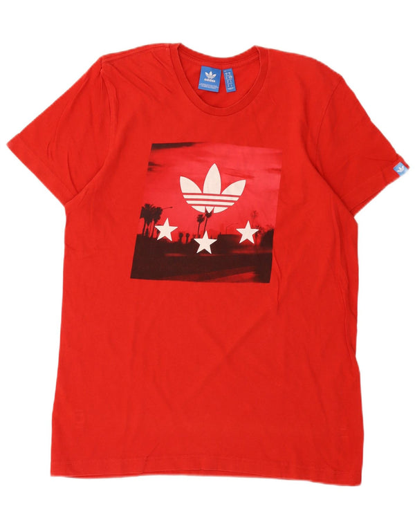Adidas Herre grafisk T-shirt Top Medium Rød Bomuld