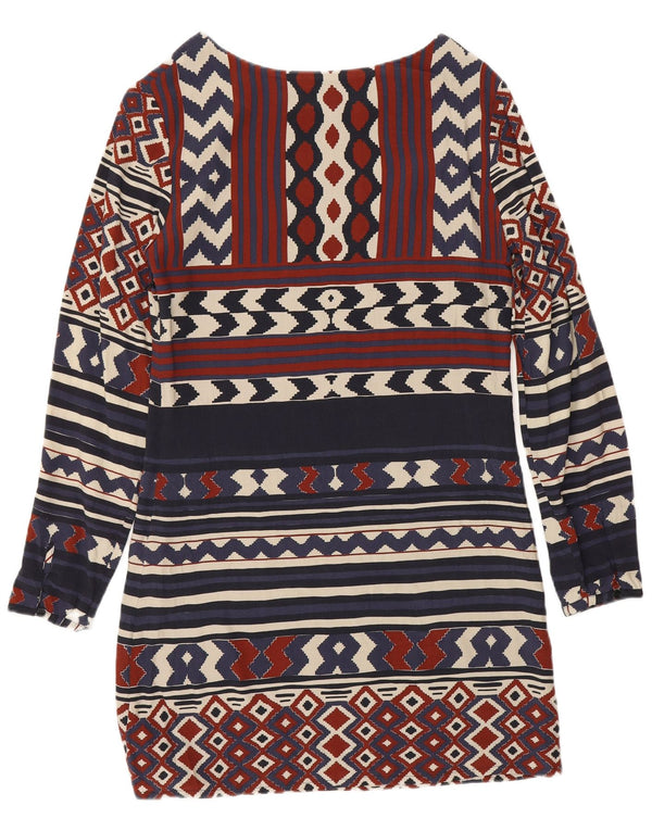 Desigual Dame Langærmet Skede Kjole EU 36 Small Navy Blue Geometric