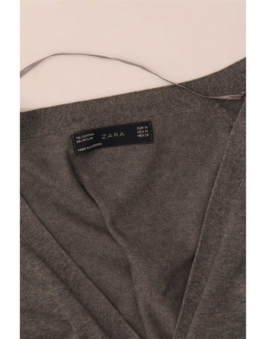 Zara Womens Longline Cardigan Sweater UK 12 Medium Grey Bomuld
