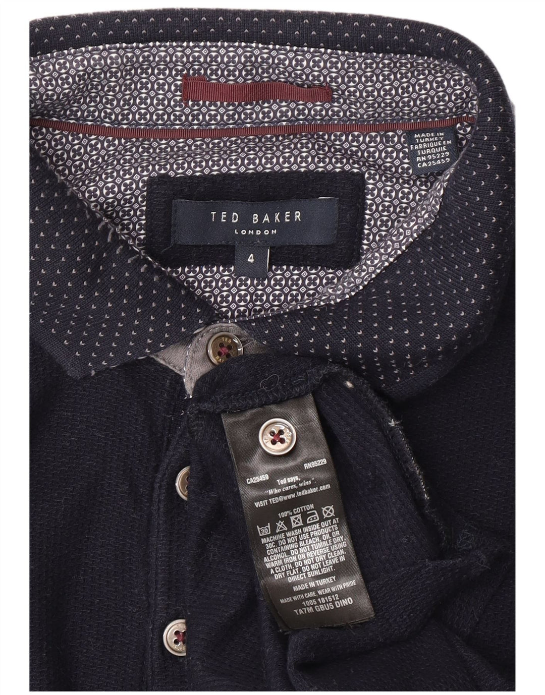 Ted Baker herre poloshirt str. 4 Large Navy Blue Cotton