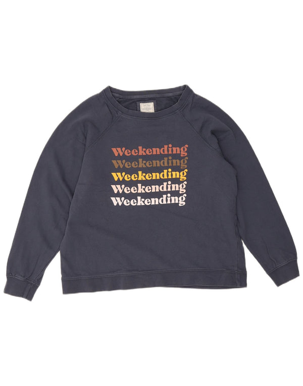 Fat Face Dame Grafisk Sweatshirt Jumper UK 16 Stor Marineblå Bomuld
