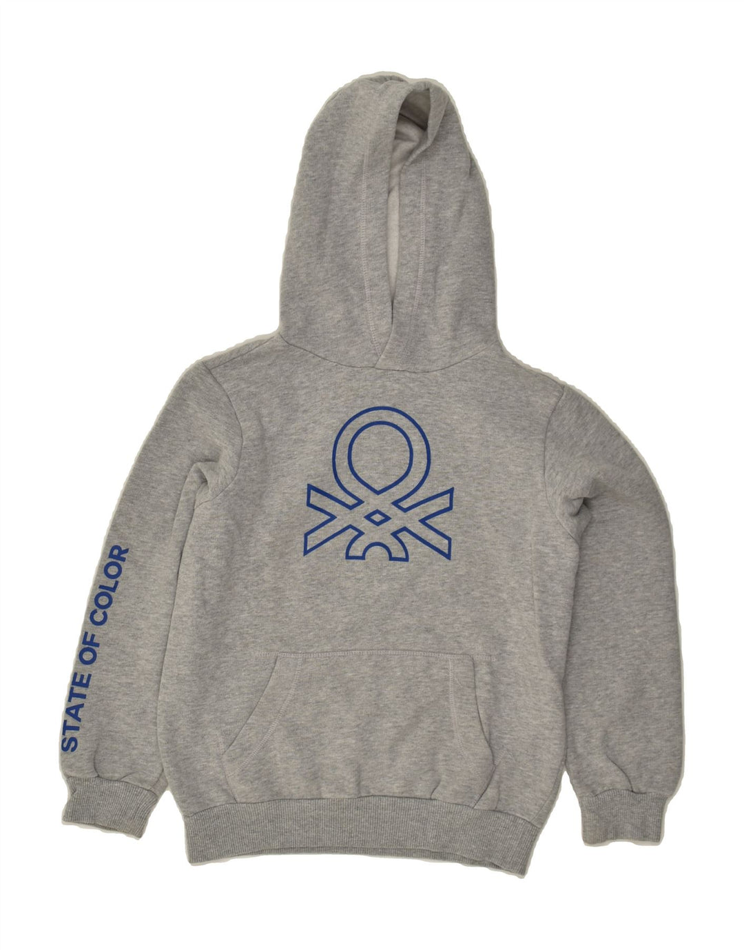 BENETTON Girls Graphic Hoodie Jumper 8-9 Years Grey | Vintage Benetton | Thrift | Second-Hand Benetton | Used Clothing | Messina Hembry 