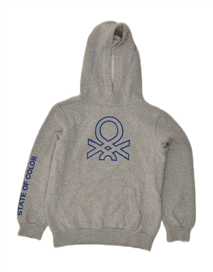 BENETTON Girls Graphic Hoodie Jumper 8-9 Years Grey | Vintage Benetton | Thrift | Second-Hand Benetton | Used Clothing | Messina Hembry 