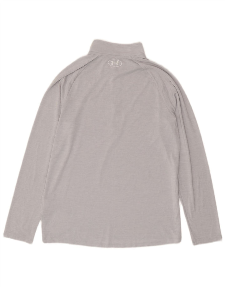 Under Armour Herre Zip Neck Pullover Træningsdragt Top Medium Grå Polyester
