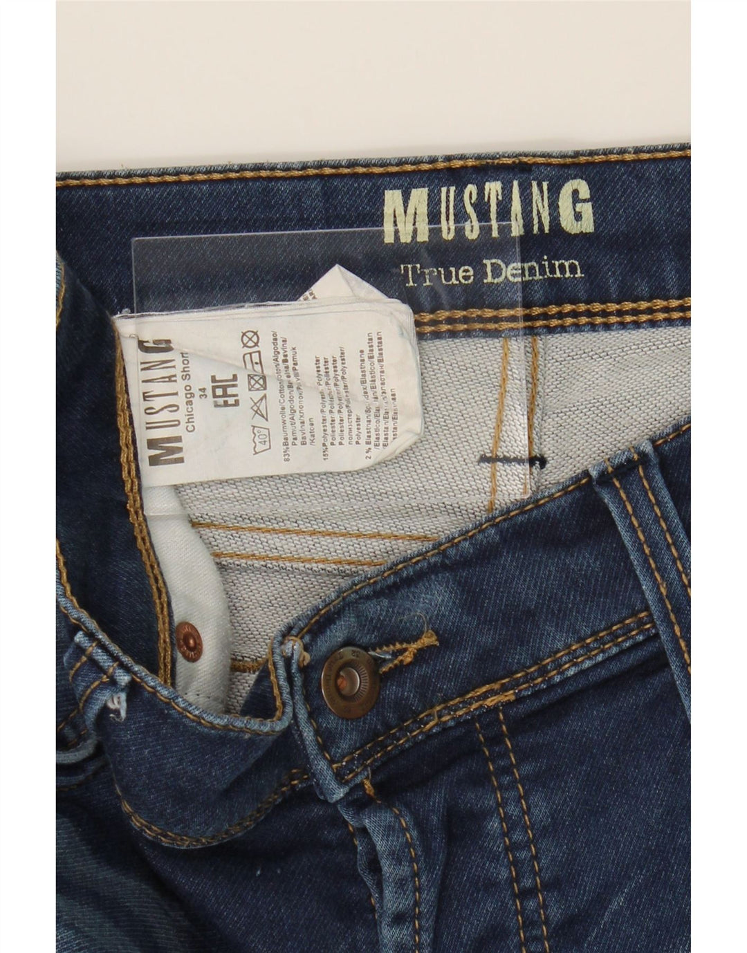 MUSTANG Mens Denim Shorts W34 Large Blue Cotton Vintage Mustang and Second-Hand Mustang from Messina Hembry 
