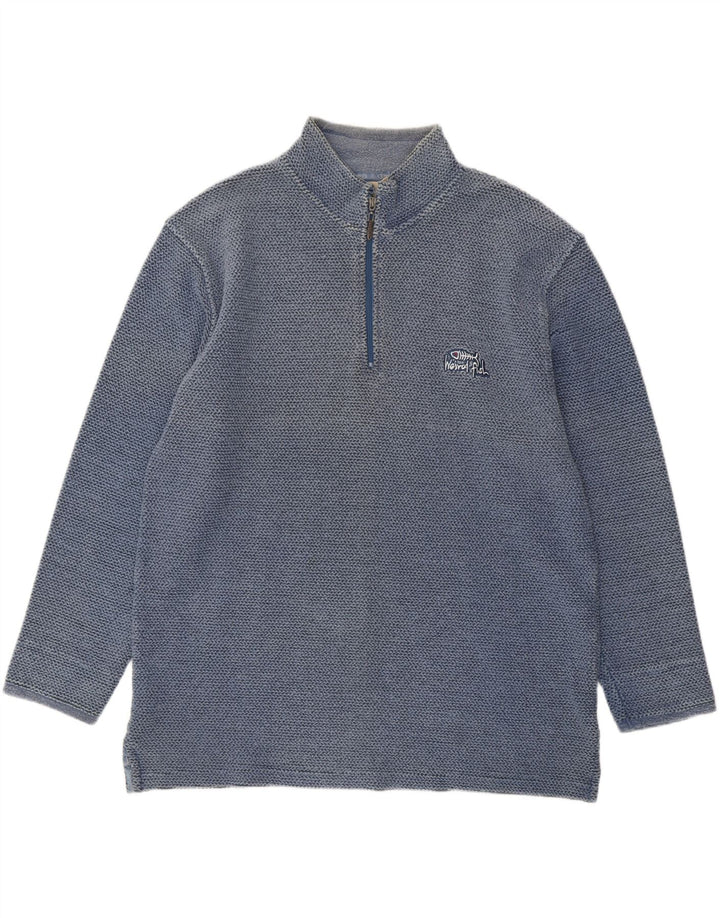 Weird Fish Herre Zip Neck Sweatshirt Jumper XL Blå Bomuld