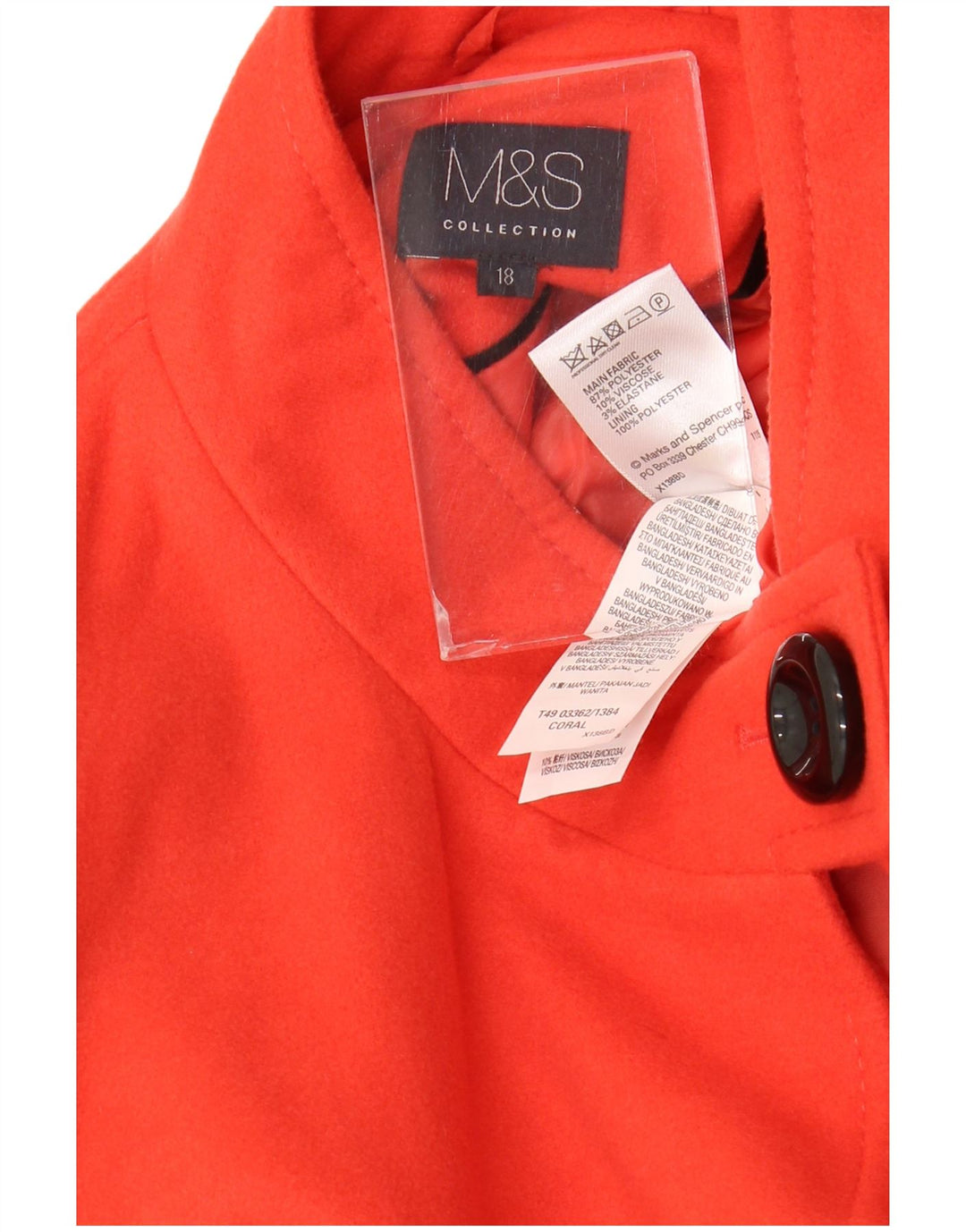 Marks & Spencer Dame Overfrakke UK 18 XL Orange Polyester