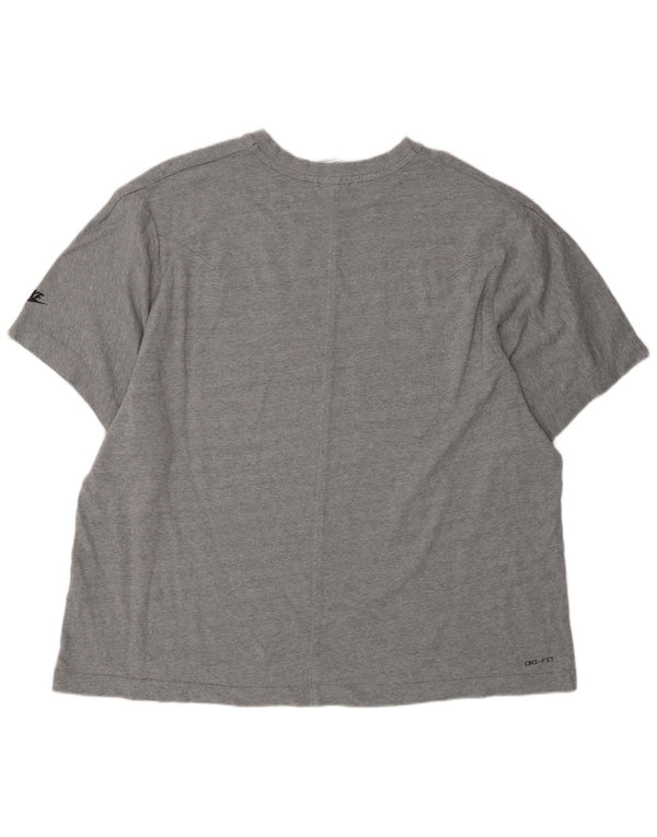 Nike Herre Dri Fit T-shirt Top 2XL Grå Bomuld
