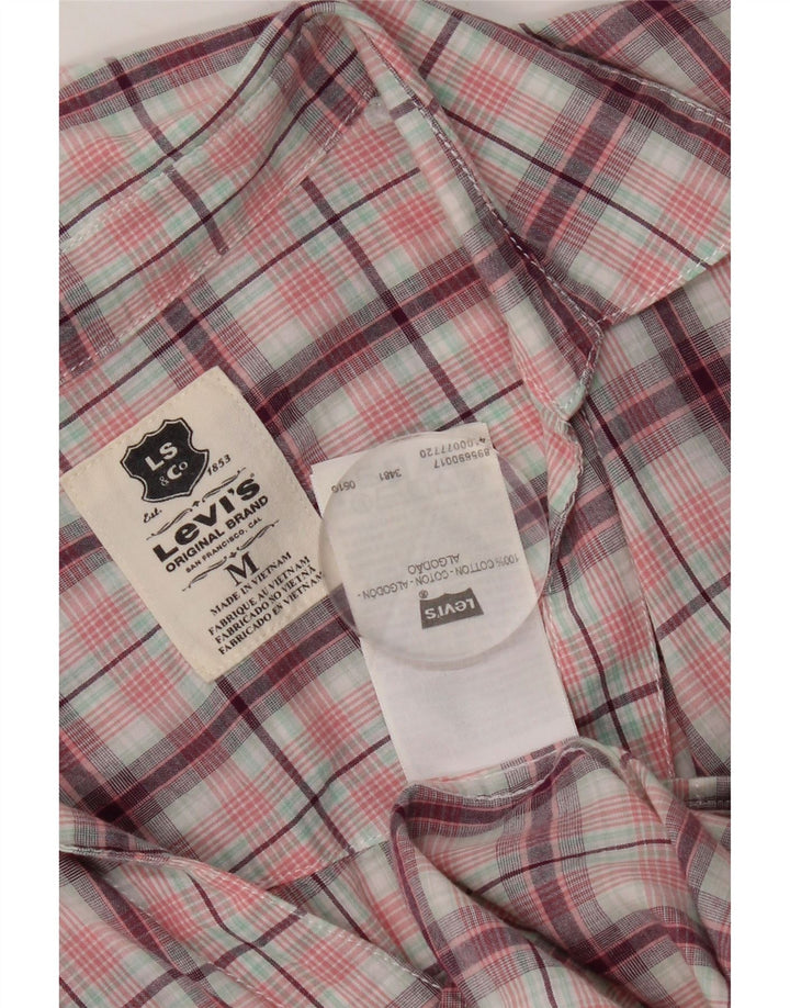 Levi's kortærmet skjorte til kvinder UK 12 Medium Pink ternet bomuld