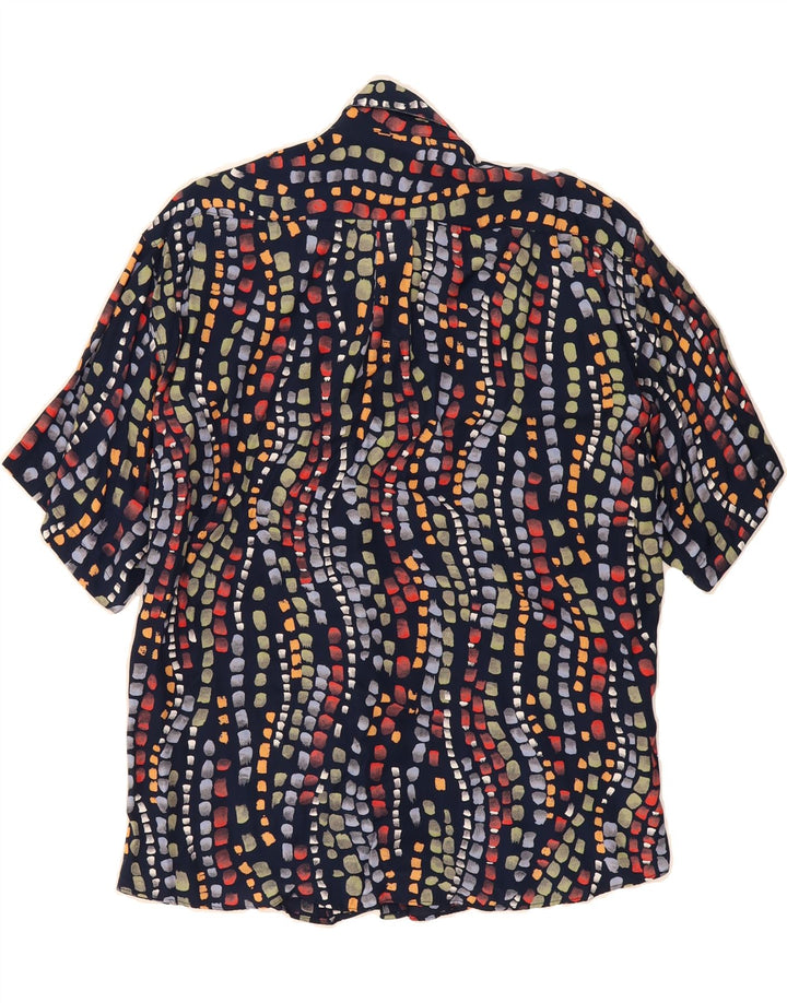 TIPO' S Mens Short Sleeve Shirt Medium Navy Blue Geometric Vintage Tipo' S and Second-Hand Tipo' S from Messina Hembry 