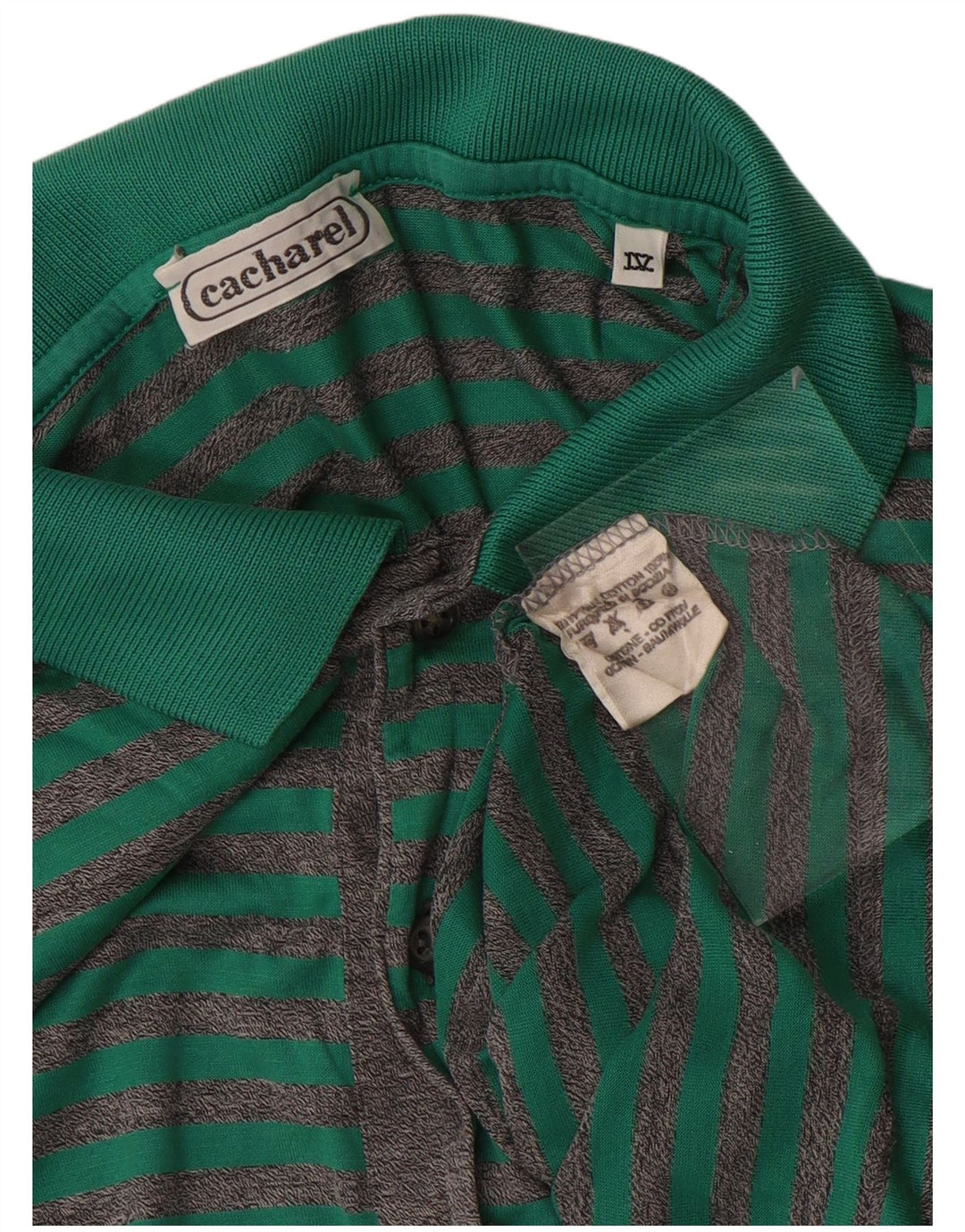 CACHAREL Poloshirt til mænd Lille grøn stribet bomuld