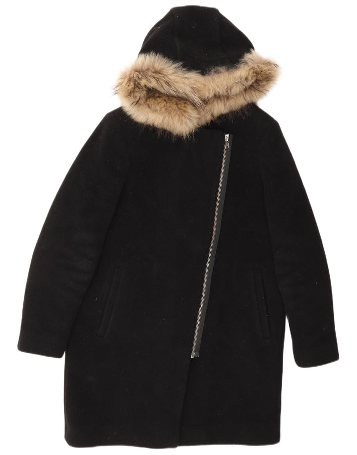 SANDRO hætteoverfrakke til kvinder EU 40 Mellem sort uld