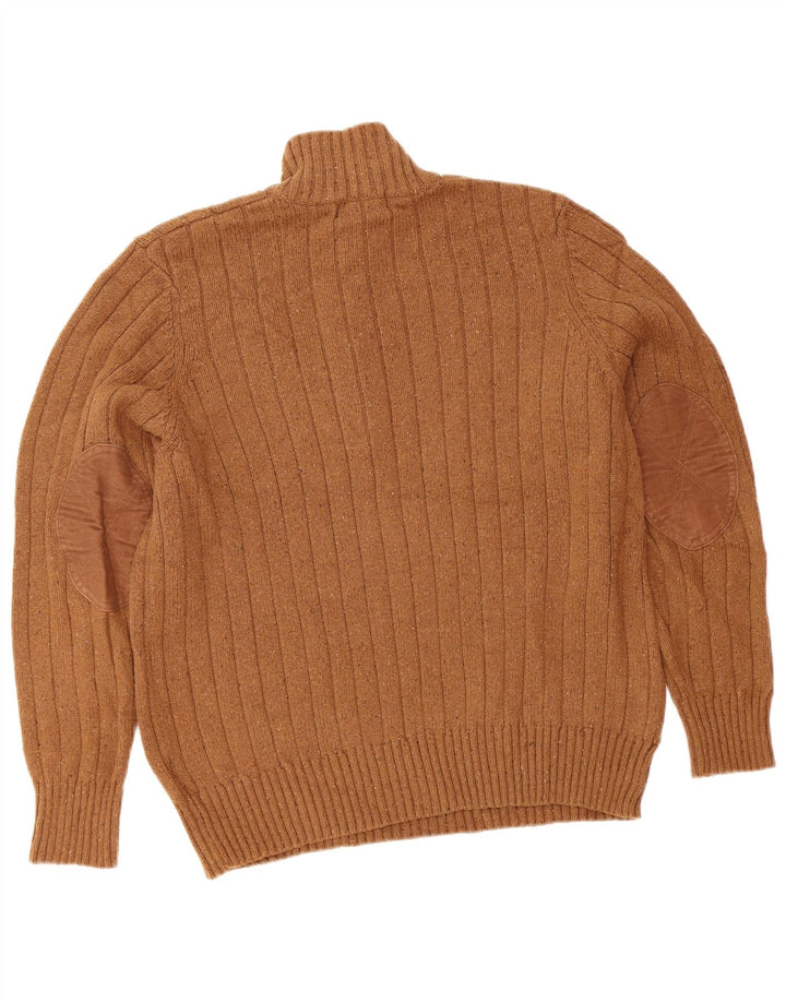 EDDIE BAUER Herre sweater med lynlåshals mellem brun flækket bomuld