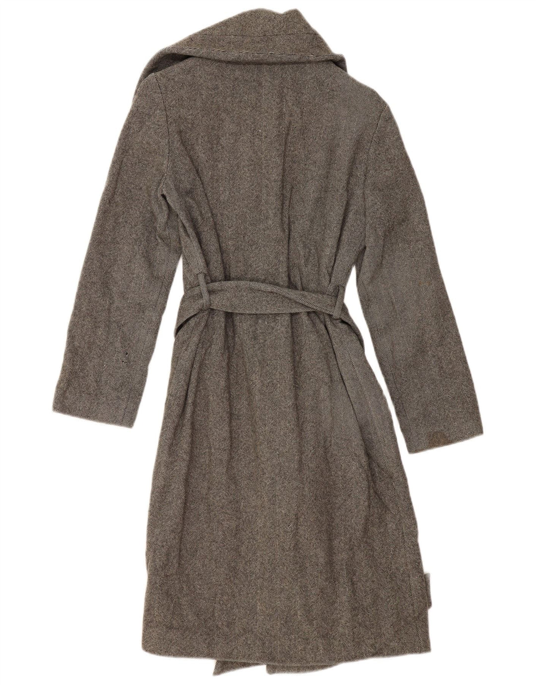 Aquascutum Dame Overfrakke UK 8 Lille Grå Sildeben Lammeuld