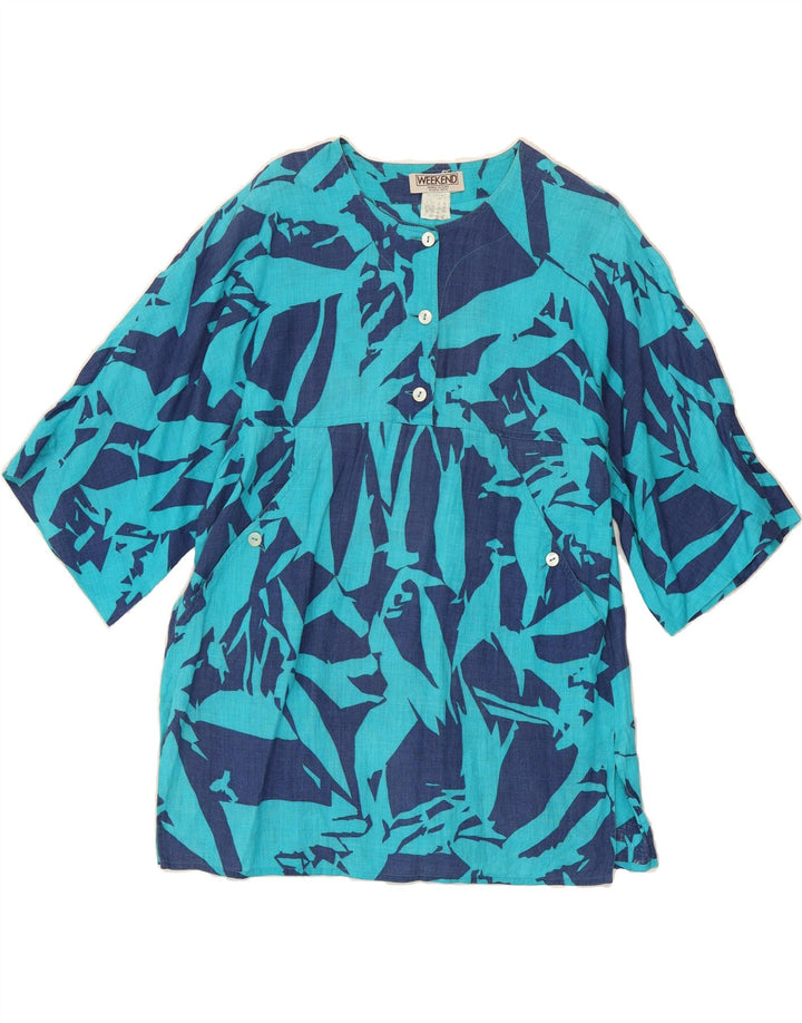 WEEKEND Womens Tunic Top UK 14 Large Blue Cotton Vintage Weekend and Second-Hand Weekend from Messina Hembry 