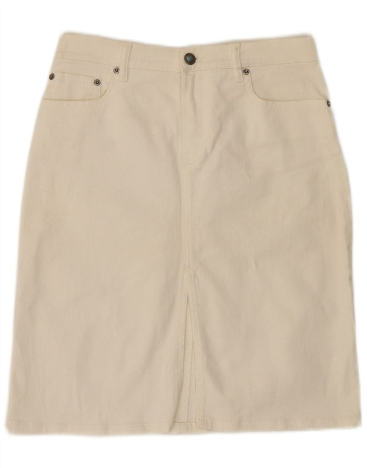 Marlboro Classics Dame Denim Nederdel IT 42 Medium W28 Hvid Bomuld