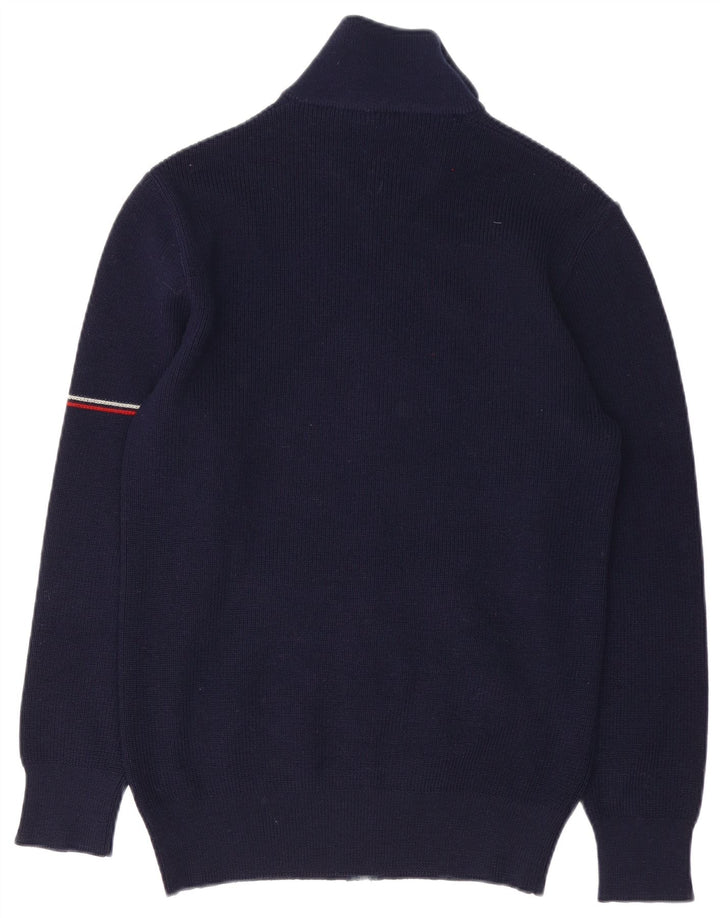 Cagi Herre Cardigan Sweater Large Navy Blue Virgin Wool