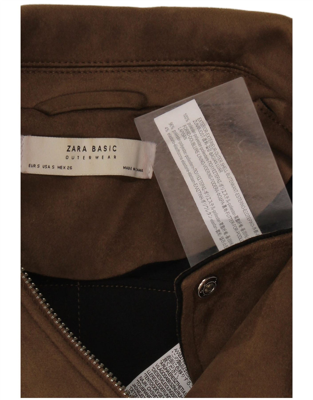 Zara Biker-jakke til kvinder UK 10 Lille brun polyester