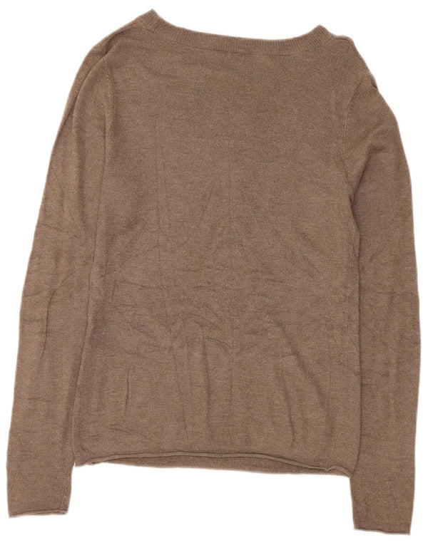 Mossimo Dame Boat Neck Jumper Sweater UK 12 Medium Brown Rayon