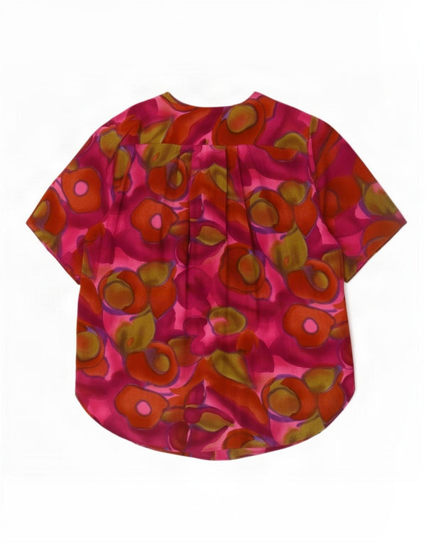 Vintage kvinders kortærmet skjortebluse UK 14 Medium Multicolored Floral