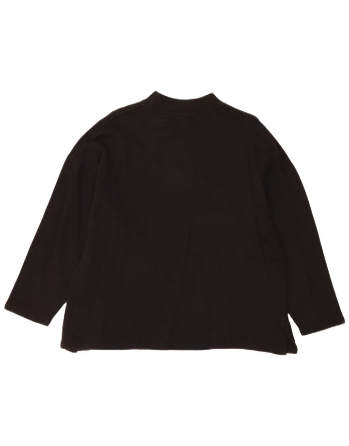 Vintage Kvinders Oversized Grafisk Top Langærmet UK 14 Medium Black Novelty