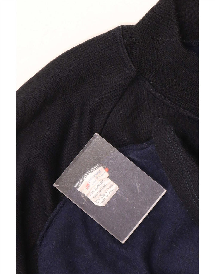 Vintage herre grafisk sweatshirt jumper XL marineblå akryl