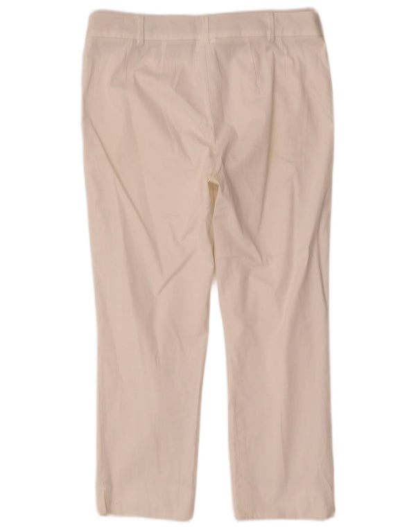Max Mara Dame Straight Cropped Trousers UK 10 Small W30 L23 White Bomuld