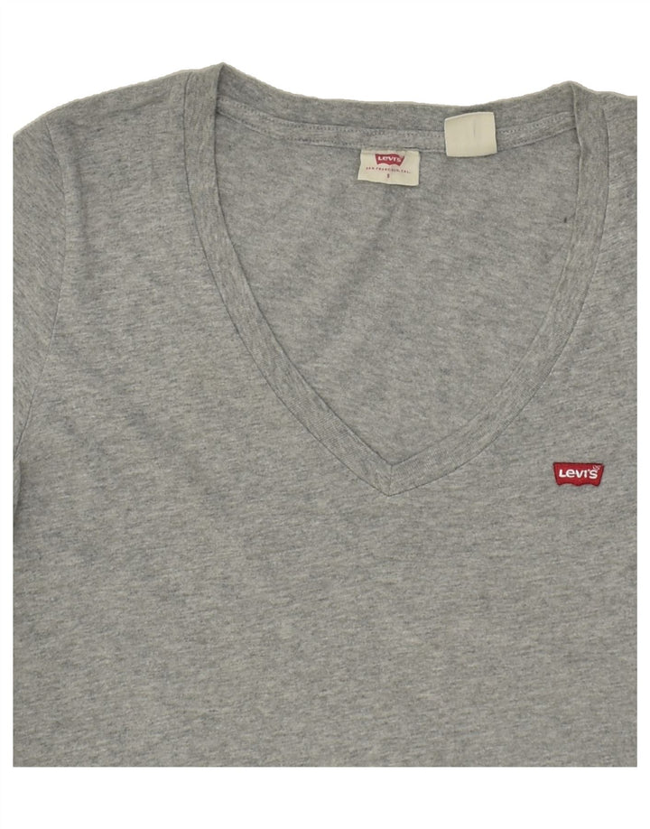 LEVI'S Womens T-Shirt Top UK 10 Small Grey Cotton Vintage Levi's and Second-Hand Levi's from Messina Hembry 