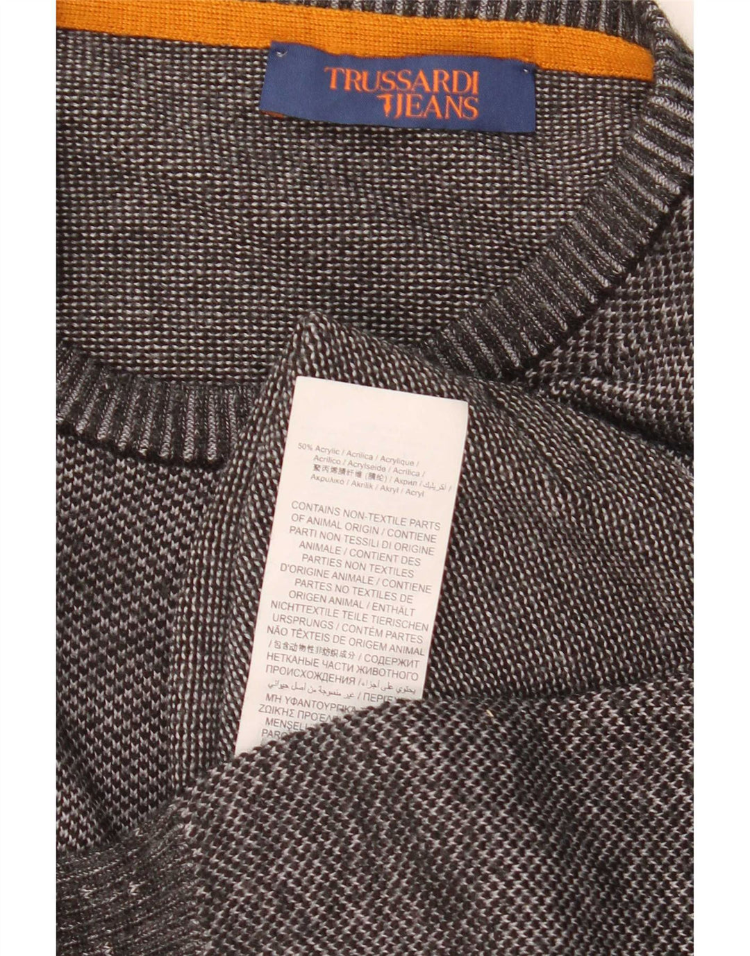 Trussardi Jeans Herre Crew Neck Jumper Sweater XL Grå Virgin Wool