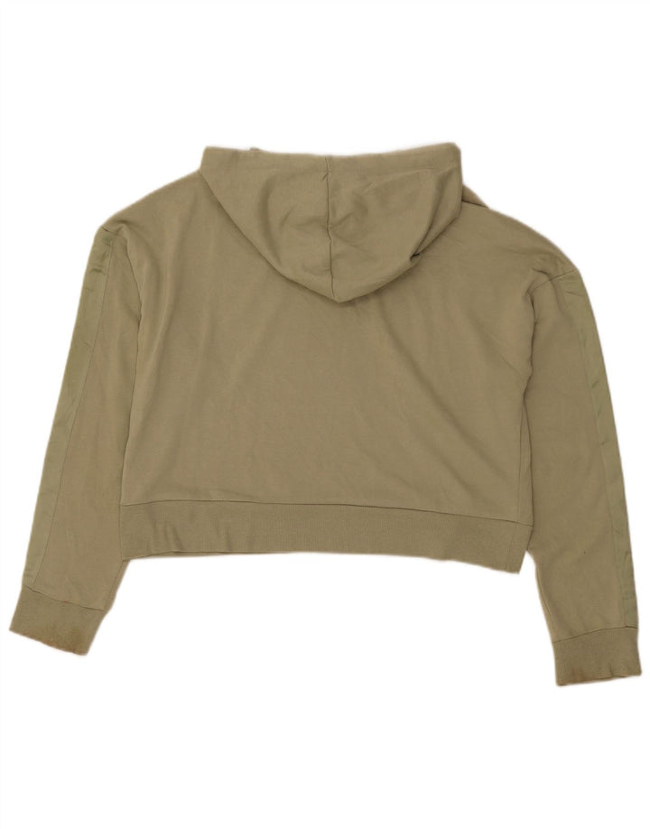 Topshop Dame Crop Hoodie Jumper UK 14 Medium Khaki Polyester