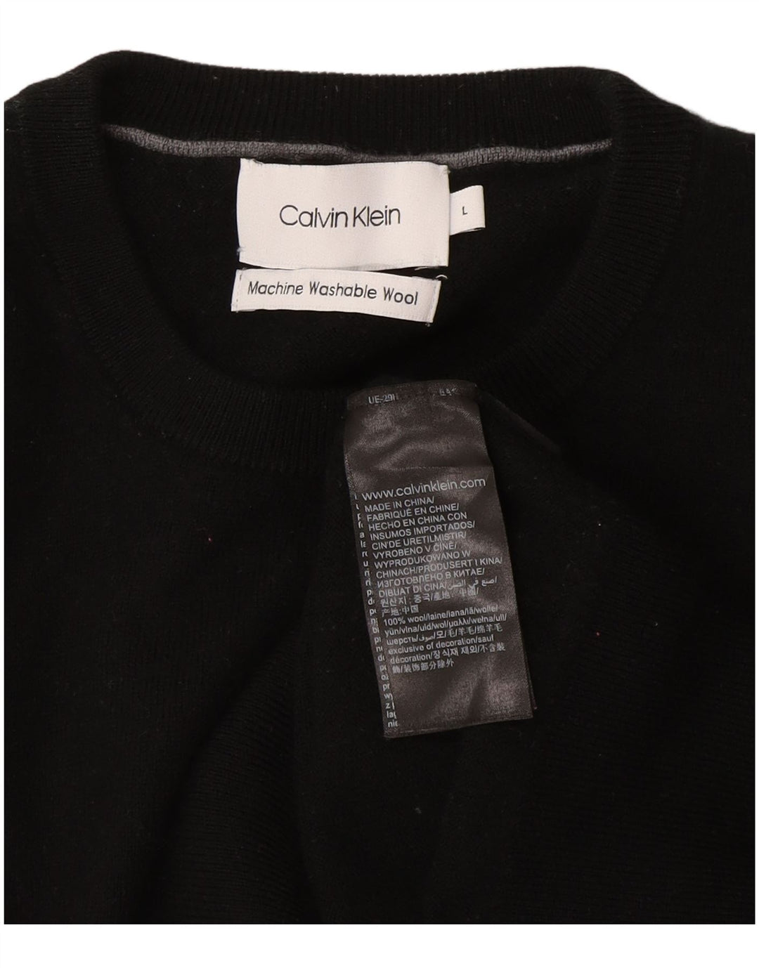 Calvin Klein dame sweater med rund hals DK 16 Stor sort uld