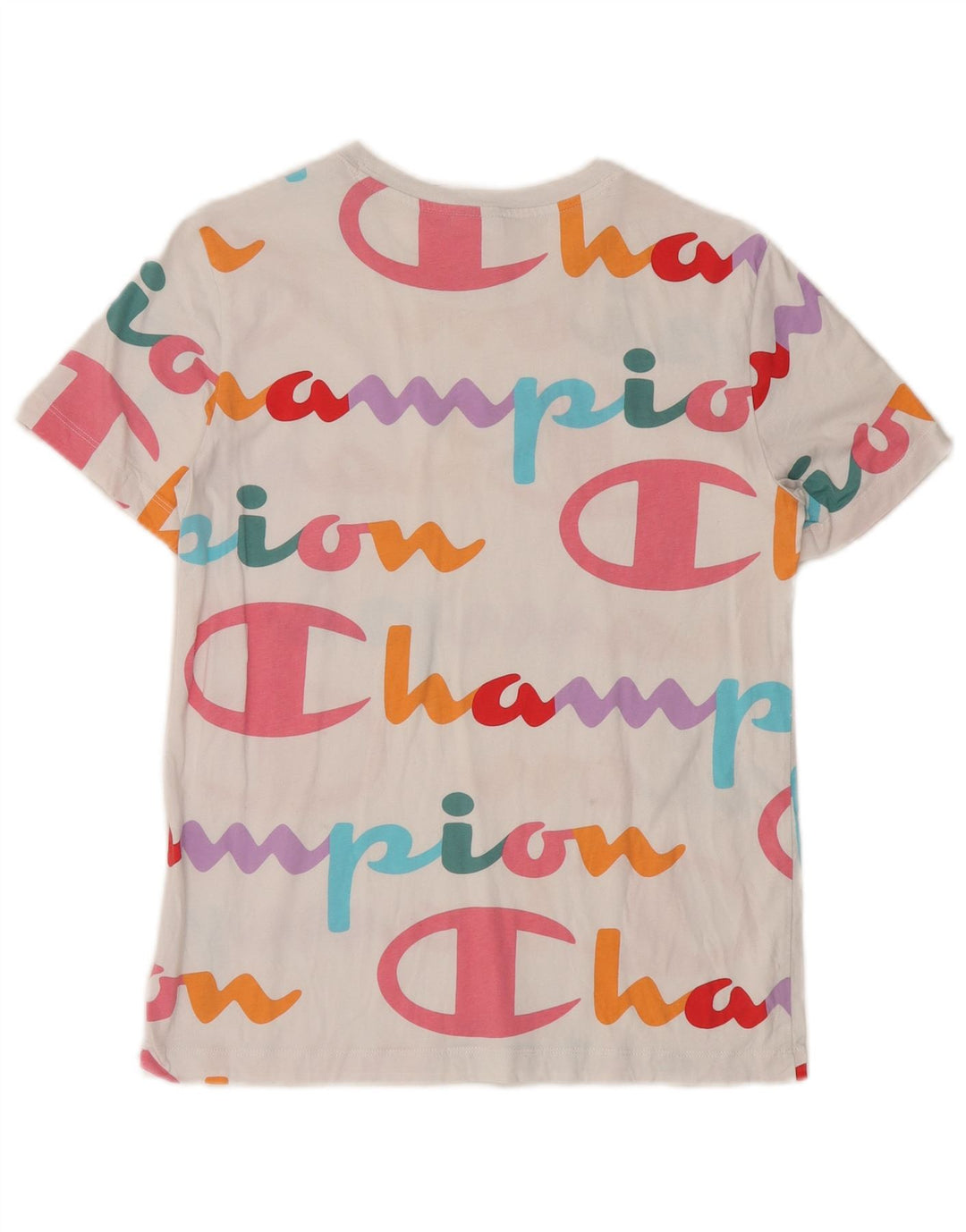 CHAMPION Dame Grafisk T-Shirt Top UK 12 Medium White