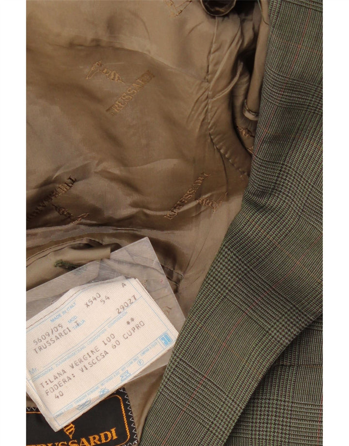 TRUSSARDI Herre 2-knaps blazerjakke IT 54 2XL Khaki ternet uld