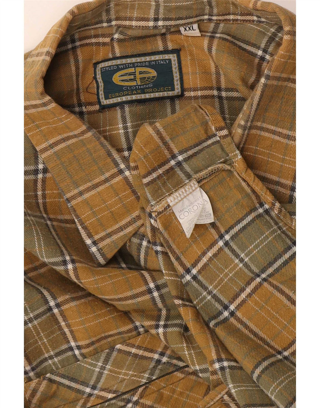 European Project Herre flannelskjorte 2XL gul ternet bomuld