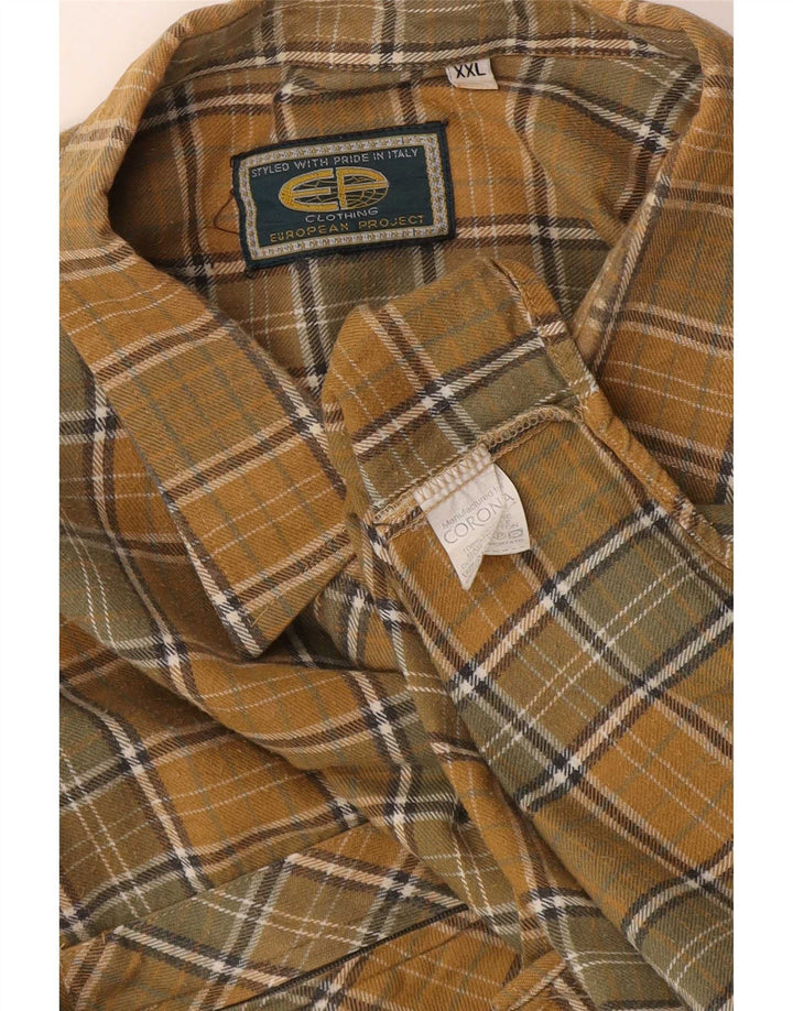 European Project Herre flannelskjorte 2XL gul ternet bomuld