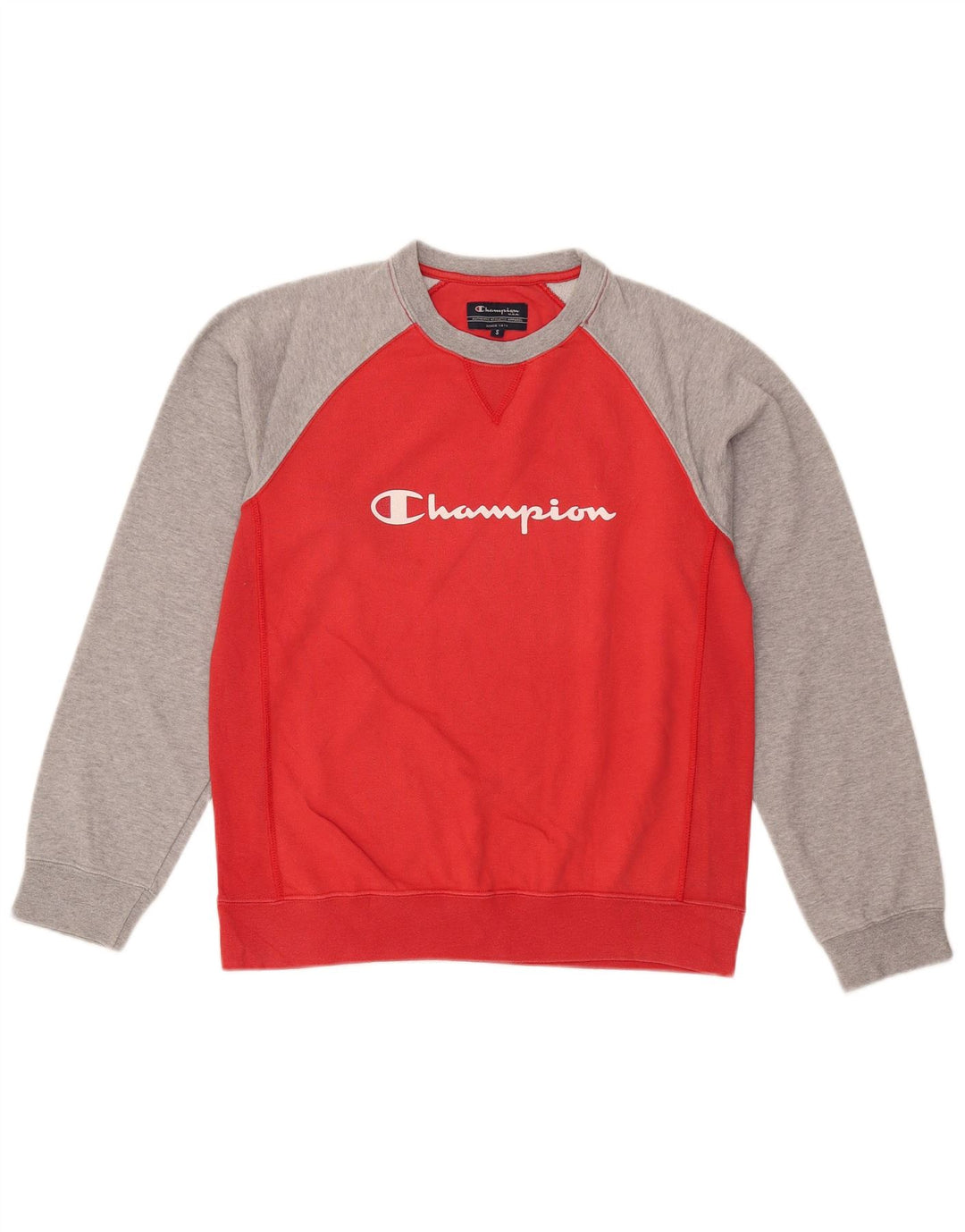 Champion Herre Grafisk Sweatshirt Jumper Lille Rød Colourblock