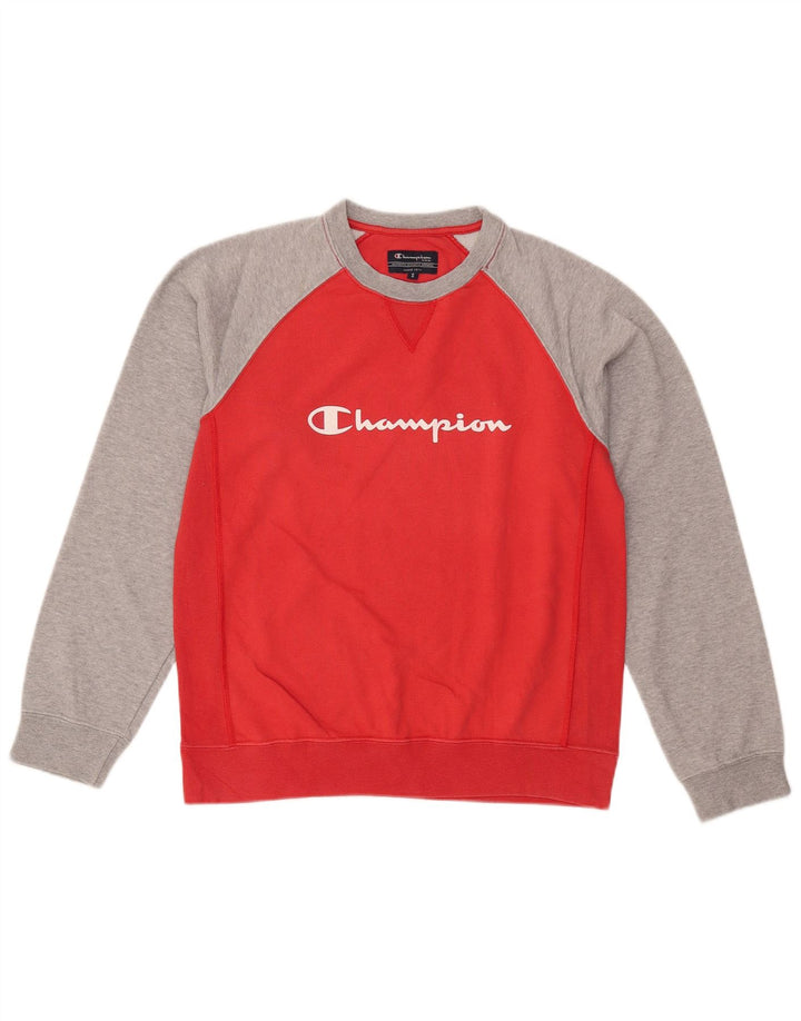Champion Herre Grafisk Sweatshirt Jumper Lille Rød Colourblock